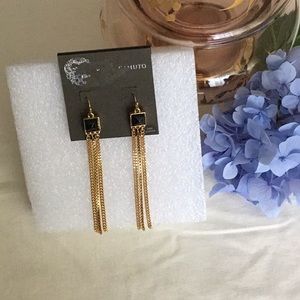 Vince camuto earrings black gold semiprecious